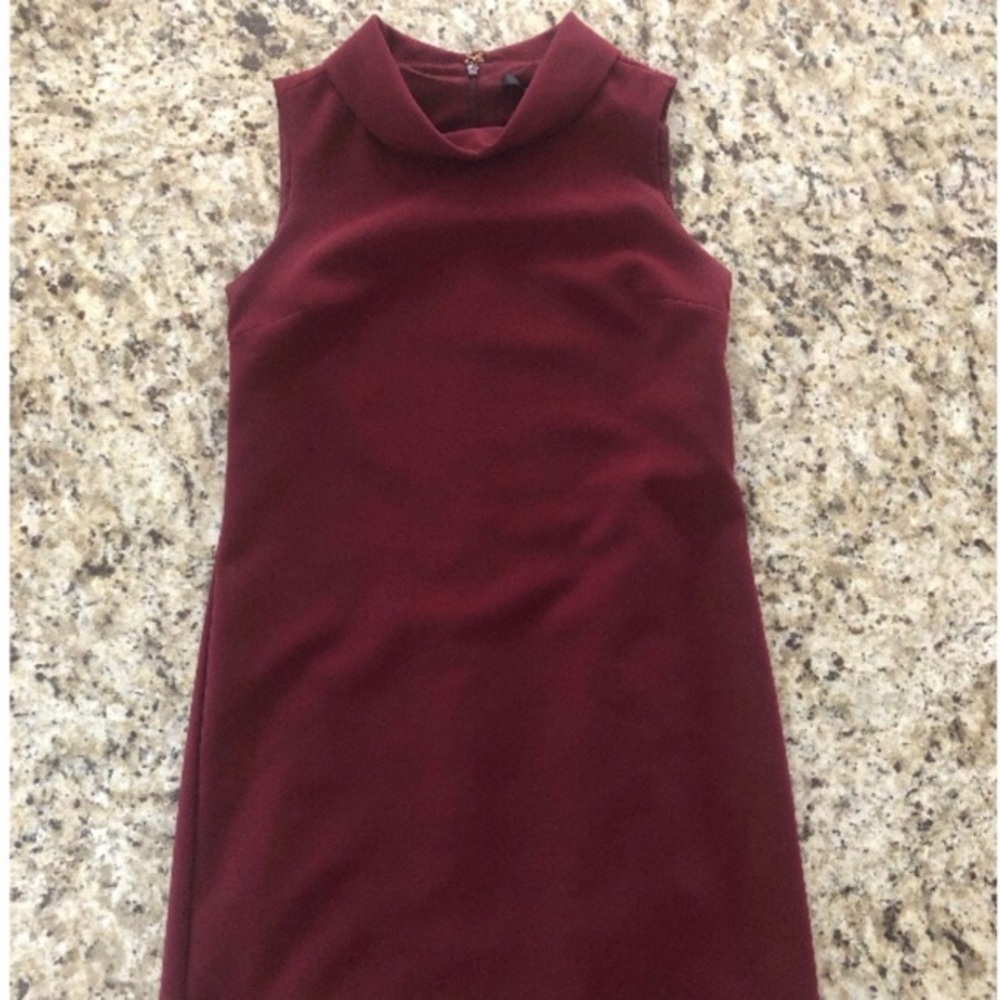 Maroon Vintage Scoop Neck Dress